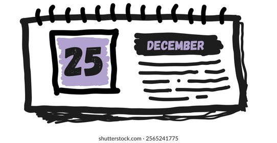 December 25th Calendar Illustration: A Hand-Drawn Design