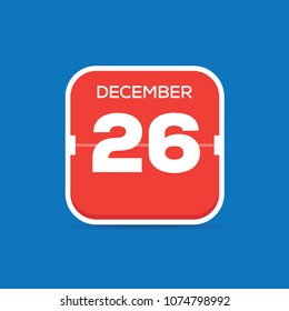 December 26 Calendar Flat Icon