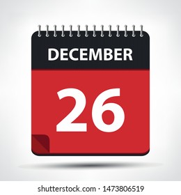 December 26 - Calendar Icon - Calendar design template - Business vector illustration.