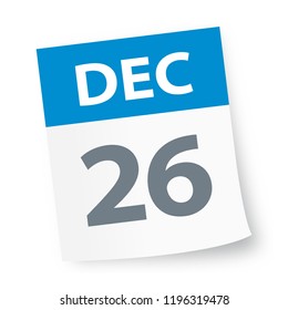 December 26 - Calendar Icon - Vector Illustration