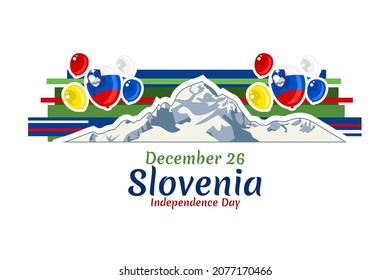 December 26, Independence day of Slovenia vector illustration. Suitable for greeting card, poster and banner.