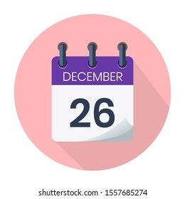December 26. Vector Daily Calendar icon Date And Month, Day, Season