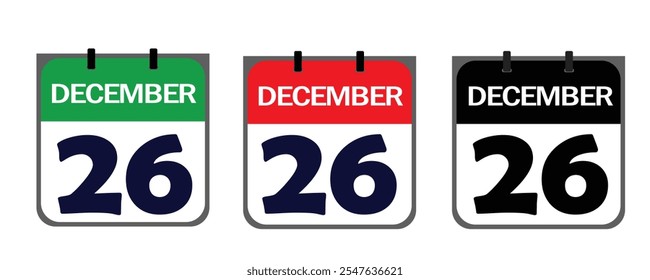 The December 26th icon in vector format blends creative flair and practicality, offering customizable features to emphasize your event's significance on flyers, posters, or websites.