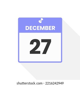 27. Dezember Kalendersymbol. Datum, Monat Kalendersymbol, Vektorgrafik
