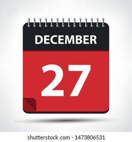 December 27 - Calendar Icon - Calendar design template - Business vector illustration.