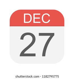 December 27 - Calendar Icon - Vector Illustration