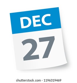 December 27 - Calendar Icon - Vector Illustration