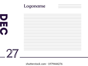 27 de diciembre Calendario sobre fondo de papel portátil con su logotipo