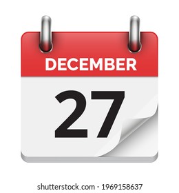 December 27 flat daily realistic calendar icon date vector image
