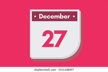 December 27th calendar icon. Day 27 of month. Vector illustration.