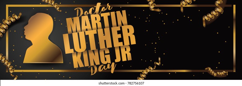 DECEMBER 28, 2017: Illustrative Editorial Gold Dr. Martin Luther King Jr. Design. For Remembrance On Martin Luther King Day. EPS 10 Vector.
