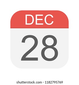 December 28 - Calendar Icon - Vector Illustration