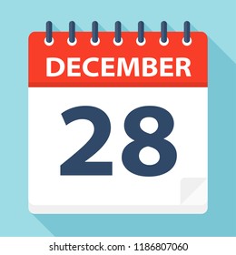 December 28 - Calendar Icon - Vector Illustration