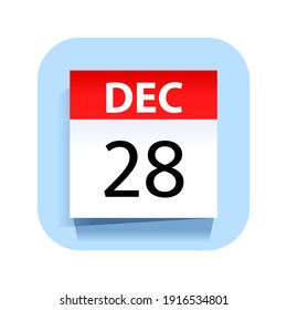 December 28. Calendar Icon. Vector Illustration.
