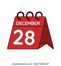 Dezember 28 Schreibtisch Kalender Vektor auf weißem Hintergrund
Vektor roter Kalender, flaches Symbol