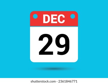 December 29 Calendar Date Flat Icon Day 29 Vector Illustration
