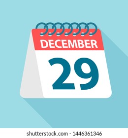 December 29 - Calendar Icon - Vector Illustration
