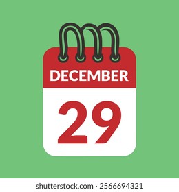 December 29 Calendar icon vector illustration.
