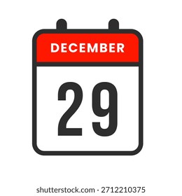 December 29 icon representing the twenty-ninth day, ideal for marking appointments, scheduling tasks, planning events, and setting reminders.