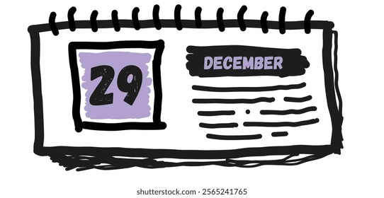 December 29th: Calendar Date Illustration