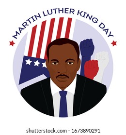 December 29th Martin Luther King Day. The Eader In The Civil Rights Movement That Successfully Protested Racial Discrimination. Banner Or Card Concept. Isolated Vector Illustration