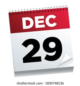 December 29th on a calendar page - illustrated. 