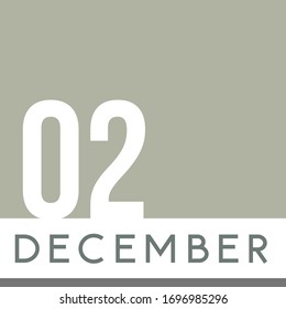 December 2nd Minimal Calendar Neutral Color. Vector illustration