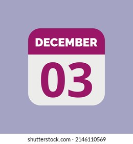 Icono de fecha del calendario 3 de diciembre
