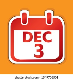 December 3 Calendar day vector design