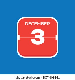 December 3 Calendar Flat Icon