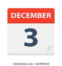 December 3 - Calendar Icon - Vector Illustration
