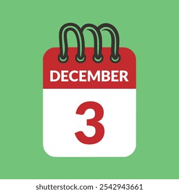 Diciembre 3 Ilustración vectorial de iconos de calendario.