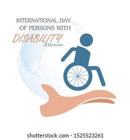 December 3 - World Disability Day concept. International day of person with disabled design with symbolical icons Vector illustration