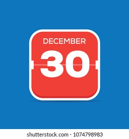 December 30 Calendar Flat Icon