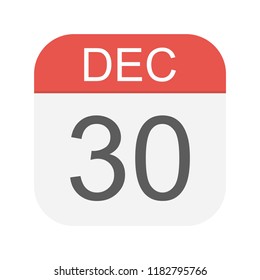 December 30 - Calendar Icon - Vector Illustration