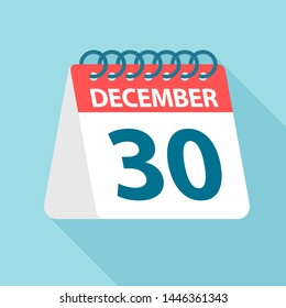 December 30 - Calendar Icon - Vector Illustration
