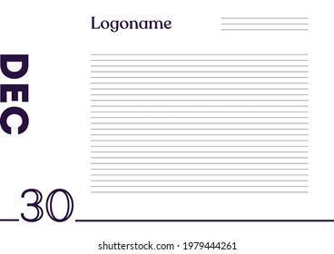 30 de diciembre Calendario sobre fondo de papel portátil con su logotipo