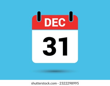 December 31 Calendar Date Flat Icon Day 31 Vector Illustration