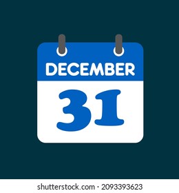 December 31 calendar flat design vector logo icon
