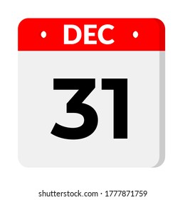 December 31 - calendar flat icon with shadow.