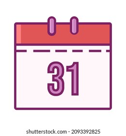 December 31 calendar icon as a new year concept
