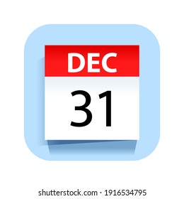 December 31. Calendar Icon. Vector Illustration.