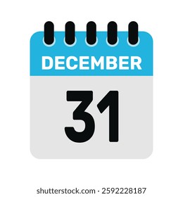 december 31 calendar icon Vector page month design