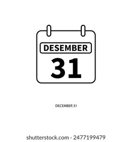 diciembre 31 icono de la línea conceptual. Ilustración de elemento simple. 31 de diciembre concepto esquema símbolo diseño.