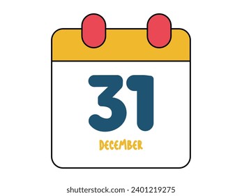 December 31 date calendar vector illustration year end date