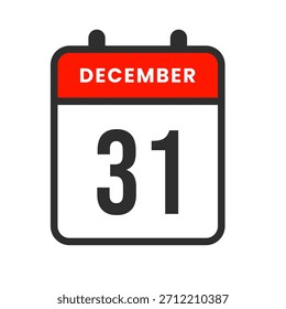 Icono del 31 de diciembre que marca el trigésimo primer día, perfecto para los horarios de cierre de los meses, fechas límite, recordatorios y planificación de la productividad.