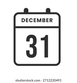 Icono del 31 de diciembre que marca el trigésimo primer día, perfecto para los horarios de cierre de los meses, fechas límite, recordatorios y planificación de la productividad.