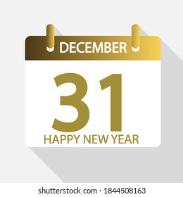 31 de DICIEMBRE sobre el calendario, ilustración de arte vectorial.