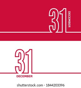 December 31. Set of vector template banners for calendar, event date.