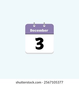 December 3rd: Calendar Icon, Date Illustration